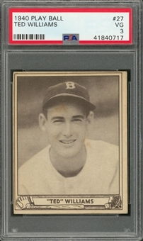 1940 Play Ball #27 Ted Williams – PSA VG 3